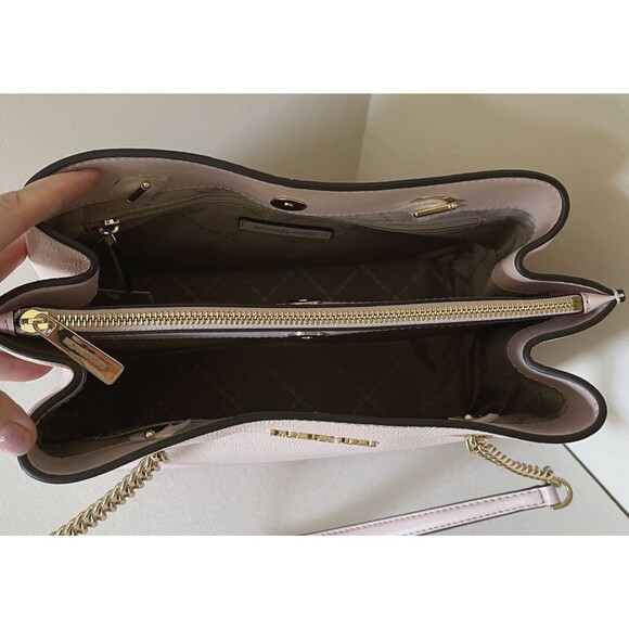 New Michael Kors Teagen Long Drop Satchel Pebble Leather Powder Blush - Picture 6 of 6